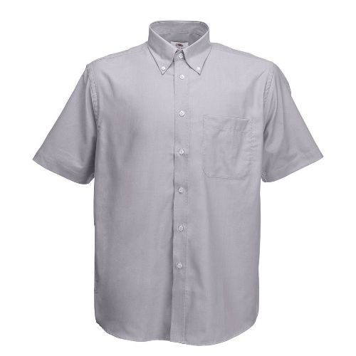 Fruit Of The Loom Oxford Short Sleeve Shirt Oxford Grey